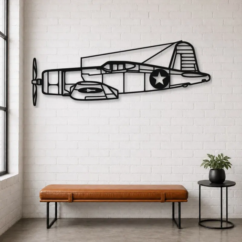 Silhouette en métal d'avion F4U Corsair, décoration murale en métal, décoration aéronautique, cadeau pour aviateurs