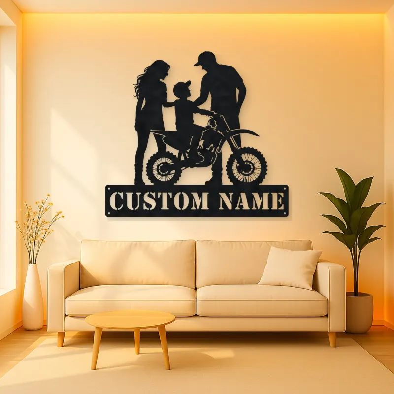 Personalized Mini Dirt Bike Family Metal Wall Art