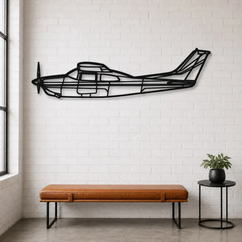 Silhouette en métal d'avion 210L Centurion, décoration murale en métal, décoration aéronautique, cadeau pour pilote