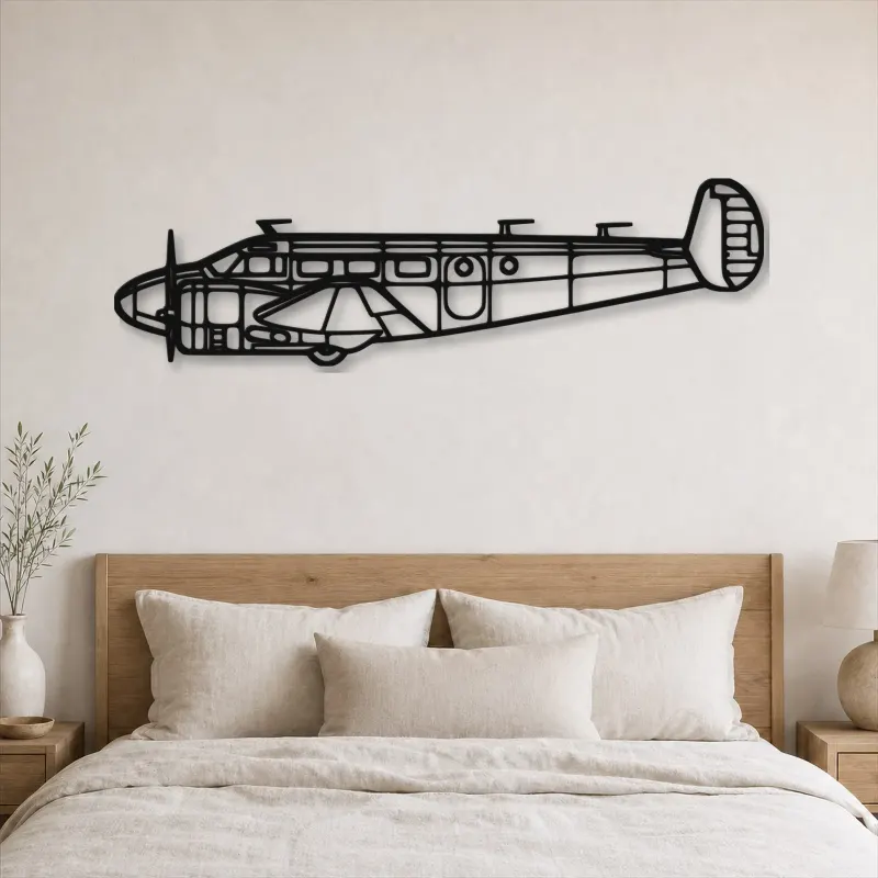 Silhouette en métal d'avion C45-H Expeditor, Décoration murale en métal, Décor aéronautique, Cadeau pour aviateur