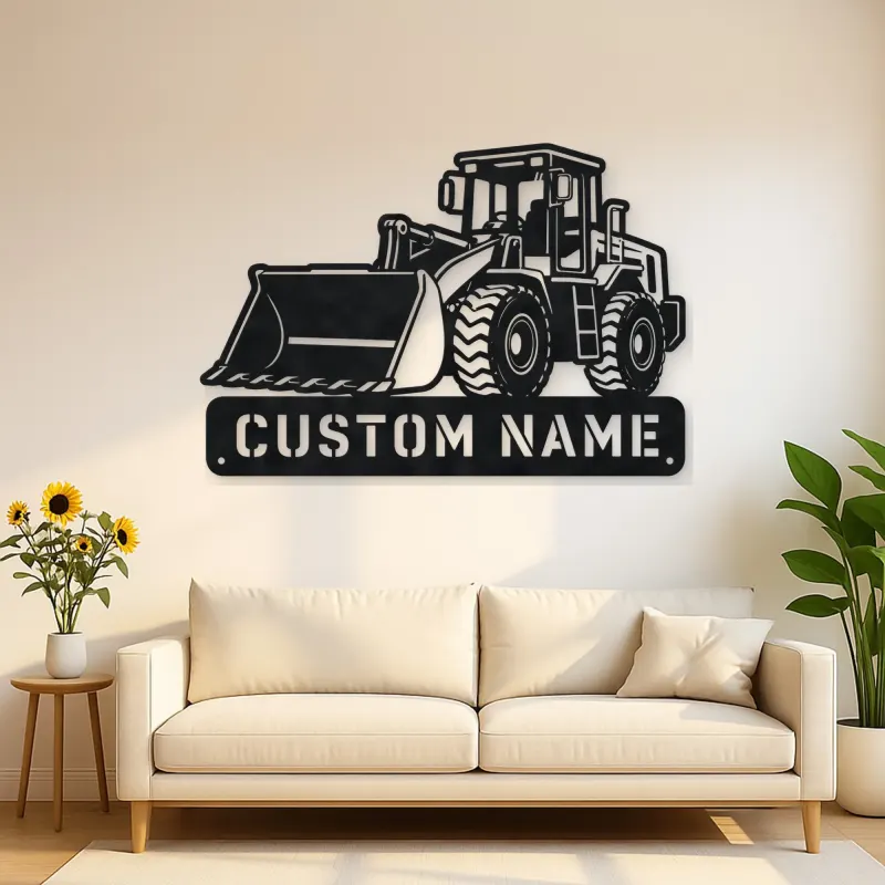 Personalized Compact Wheel Loader Low Bucket Metal Wall Art