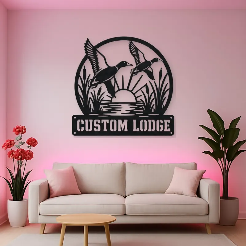 Personalized Flying Ducks Metal Wall Art for Hunting Lodge