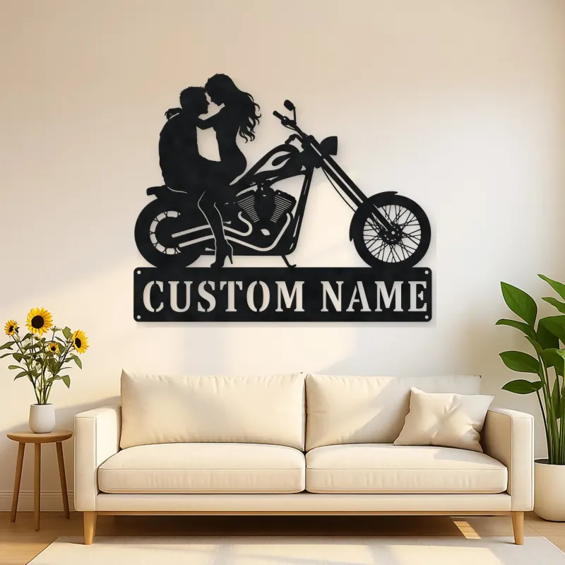 Personalized Chopper Couple Metal Wall Art