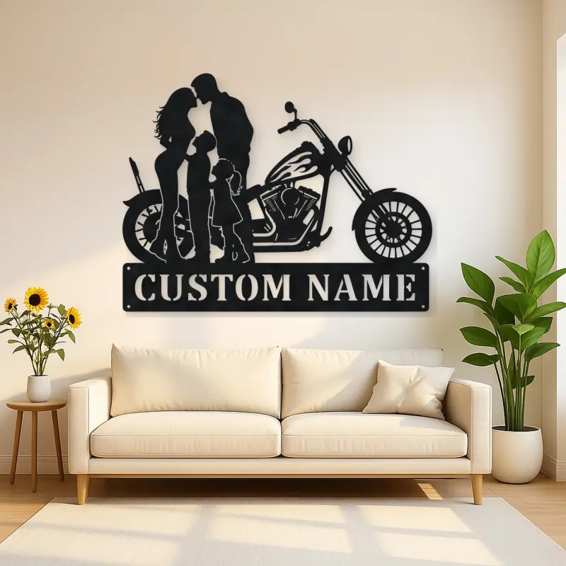 Personalized Chopper Family of Four Metal Wall Art