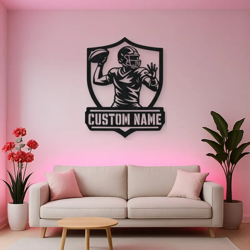 Personalized Quarterback Passing Shield Metal Wall Art