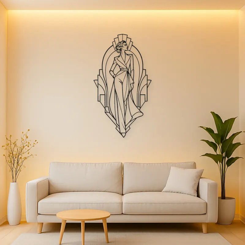 Art Deco Runway Muse Metal Wall Art | Fashion Figure Wall Decor