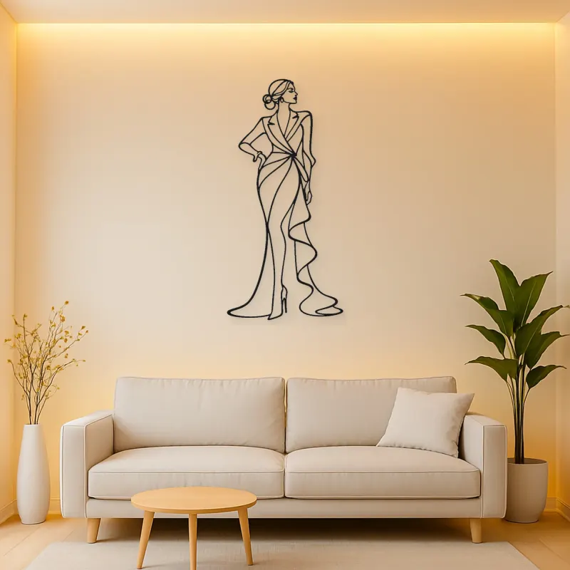Designer Gown Profile Metal Wall Art | Fashion Figure Wall Decor