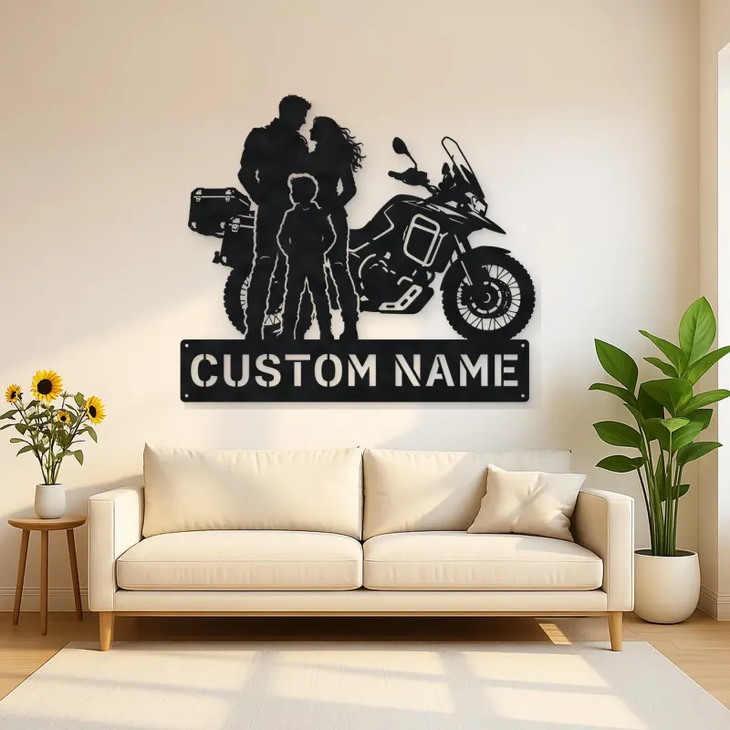 Personalized Adventure Motorcycle Family Metal Wall Art