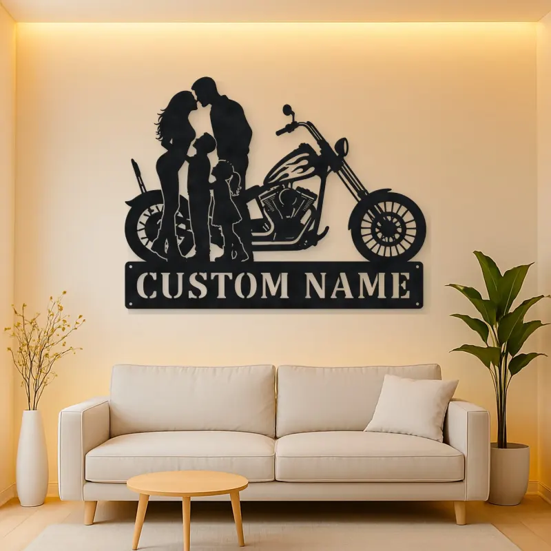 Personalized Chopper Family of Four Metal Wall Art