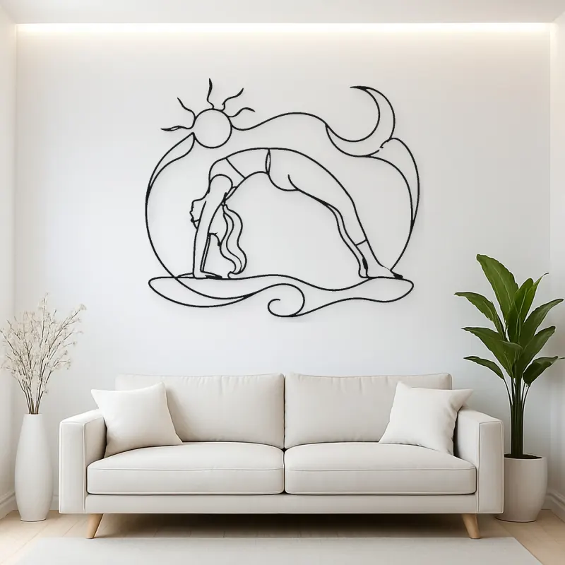 Garland Pose Grounded Metal Wall Art | Yoga and Meditation Wall Decor