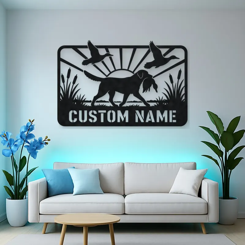 Personalized Retriever Duck Hunting Metal Wall Art