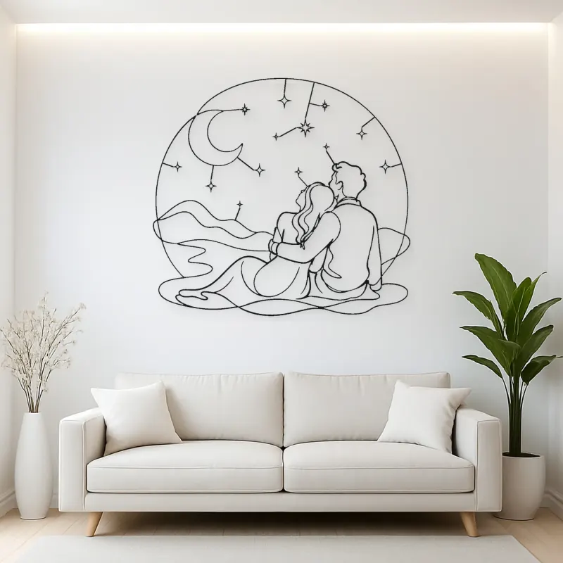 Stargazing Lovers Metal Wall Art | Romantic Couple Decor