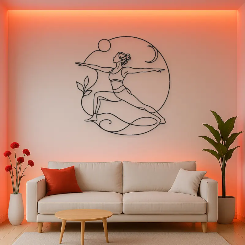 Side Angle Strength Metal Wall Art | Yoga and Meditation Wall Decor