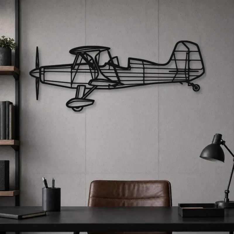 Silhouette in Metallo dell'Aereo Starduster too, Insegna in Metallo, Decorazione da Parete Aeronautica, Decorazione per Aviatori