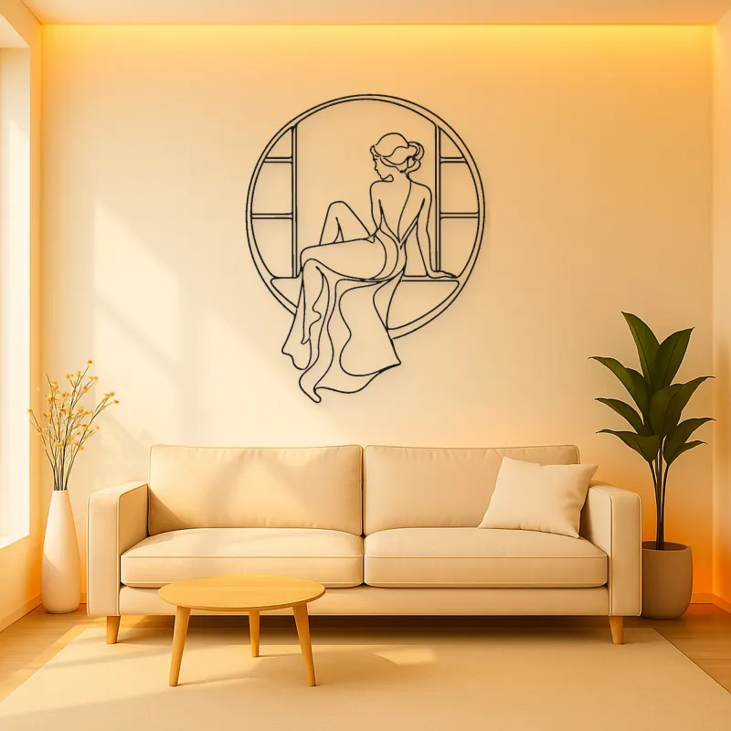 Quiet Window Muse Metal Wall Art | Feminine Figure Wall Decor