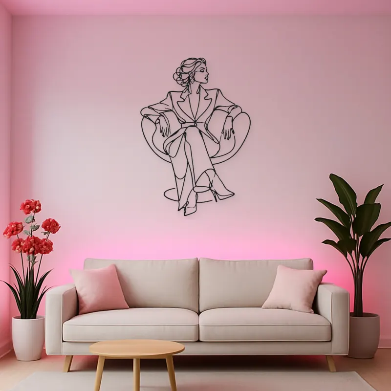 Seated Couture Pose Metal Wall Art | Fashion Figure Wall Decor