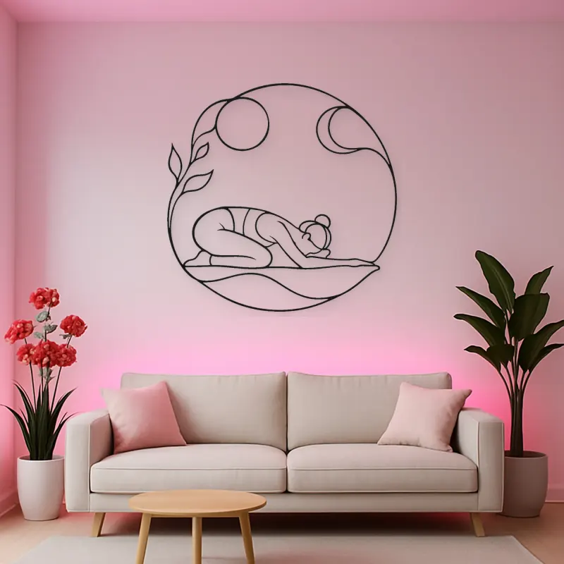 Child Pose Calm Metal Wall Art | Yoga and Meditation Wall Decor
