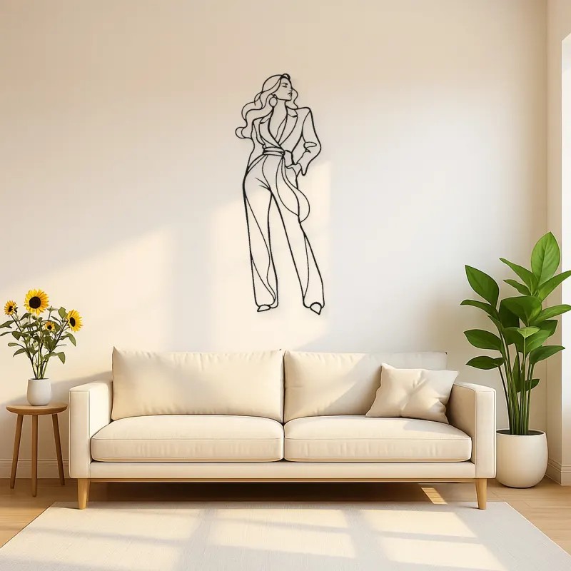 Fitted Jumpsuit Model Metal Wall Art | Fashion Figure Wall Decor