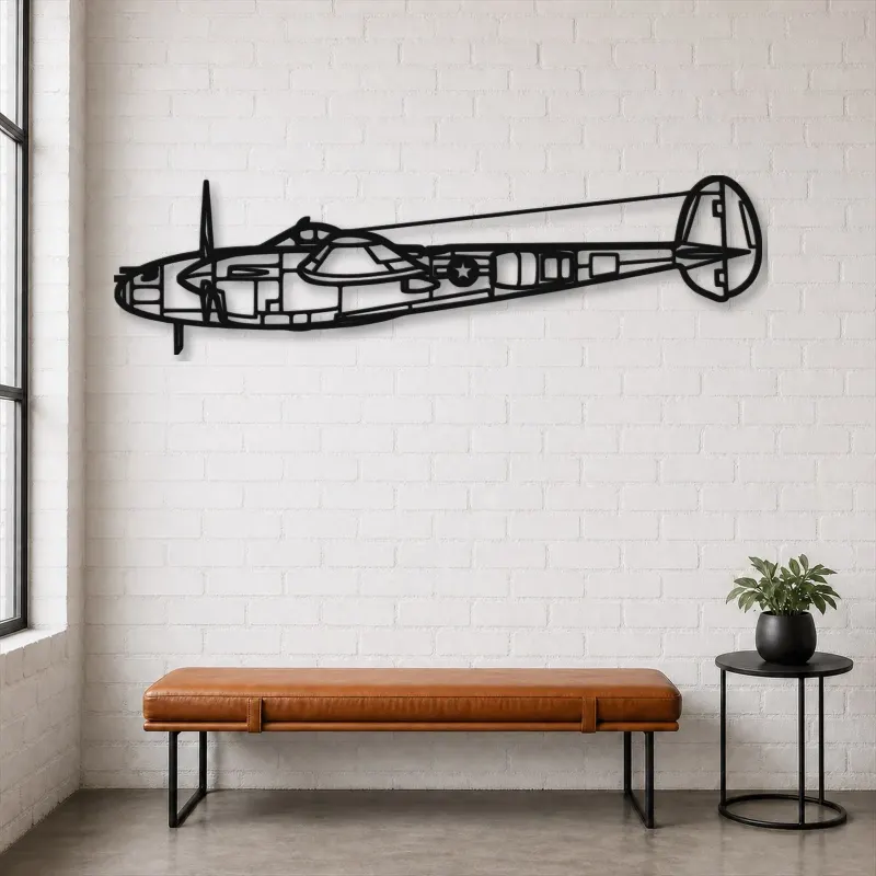 Silhouette d'avion en métal P-38L Lightning 1945, décoration murale aéronautique