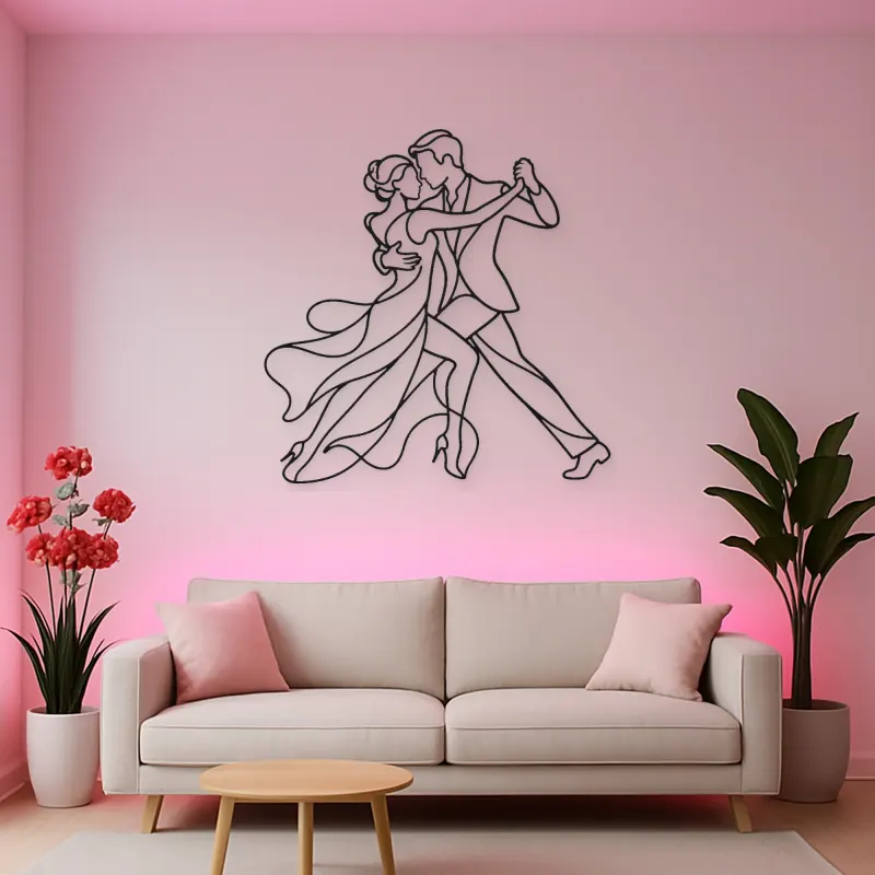Tango Close Embrace Metal Wall Art | Couple Dance Wall Decor