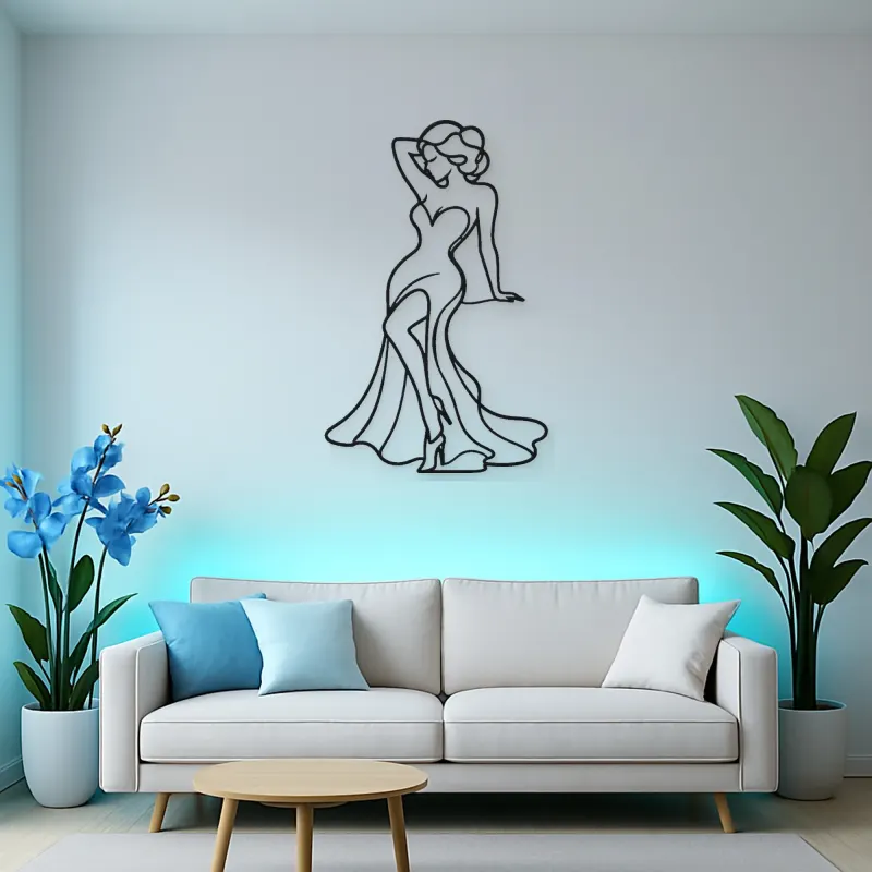Classic Pinup Silhouette Metal Wall Art | Fashion Figure Wall Decor