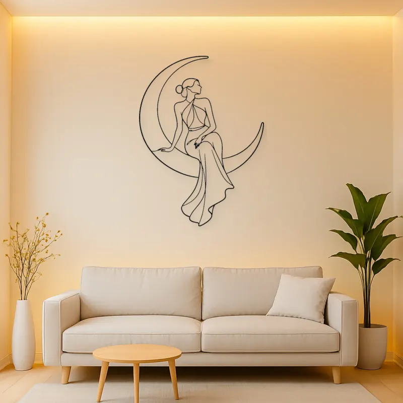 Moon Curve Model Metal Wall Art | Celestial Woman Wall Decor