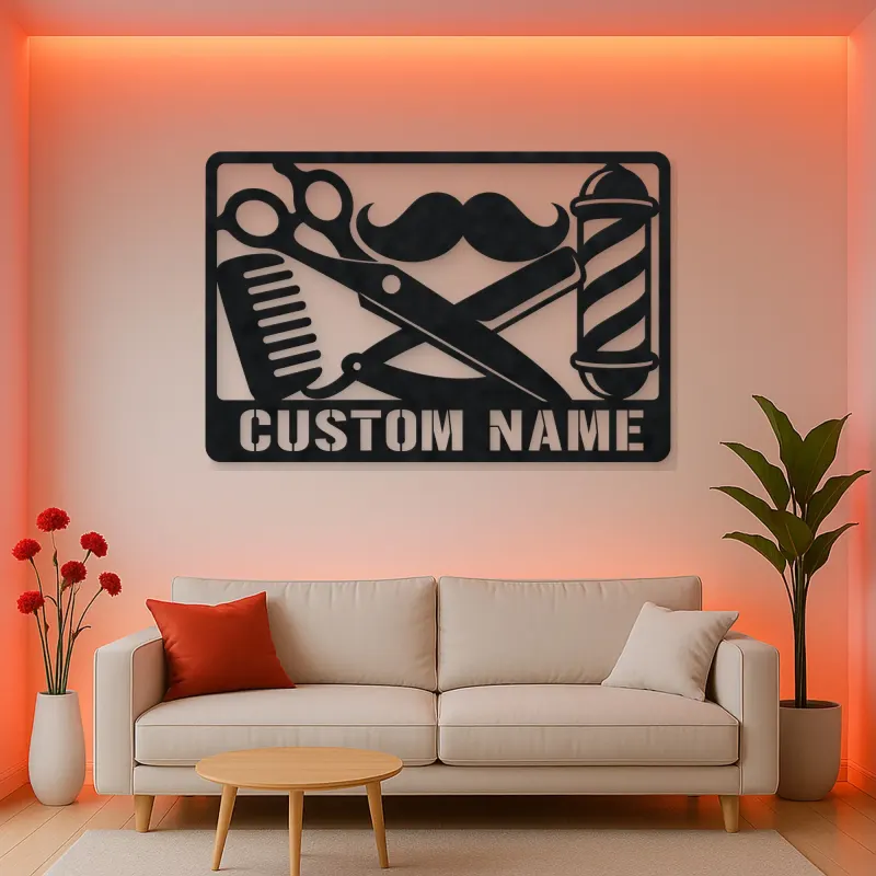 Personalized Barber Tools Metal Wall Art