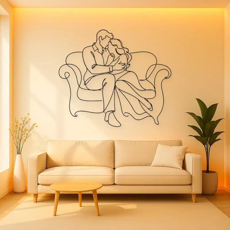 Couch Cuddle Pair Metal Wall Art | Romantic Couple Decor