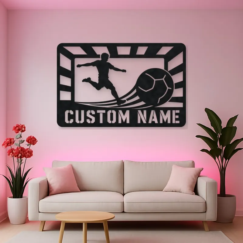Personalized Soccer Player Metal Wall Art with Stadium