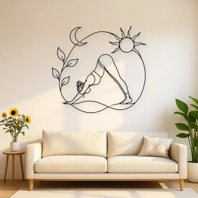 Downward Dog Line Metal Wall Art | Yoga and Meditation Wall Decor