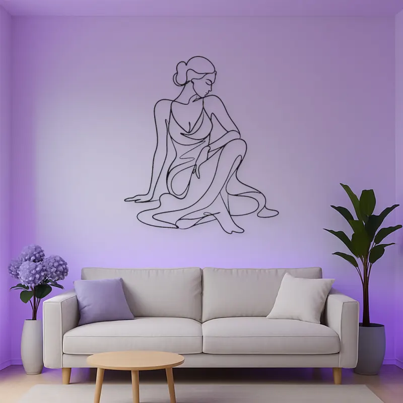 Sculptural Seated Muse Metal Wall Art | Feminine Figure Wall Decor