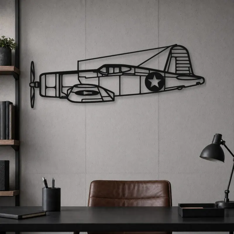 Silhouette en métal d'avion F4U Corsair, décoration murale en métal, décoration aéronautique, cadeau pour aviateurs