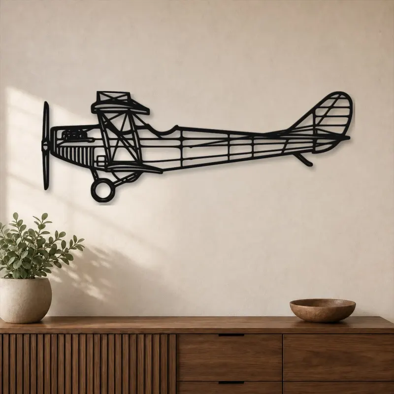 Silhouette en métal d'avion JN-4A, Décoration murale en métal, Décor aéronautique, Décor d'aviation