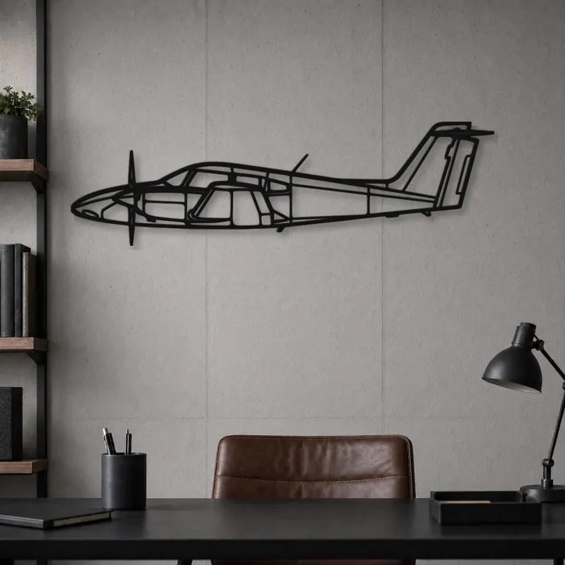 Silhouette en métal d'avion PA-44 Seminole, Décoration murale en métal, Décor aéronautique, Cadeau pour aviateur