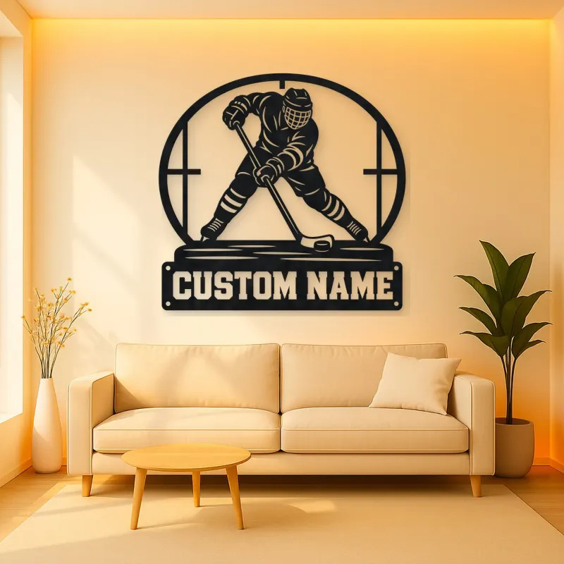 Personalized Ice Hockey Player Metal Wall Art