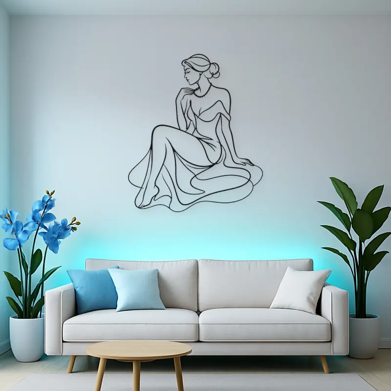 Woman with Pearl Metal Wall Art | Feminine Figure Wall Decor