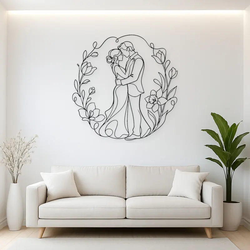 Spring Flower Couple Metal Wall Art | Romantic Couple Decor