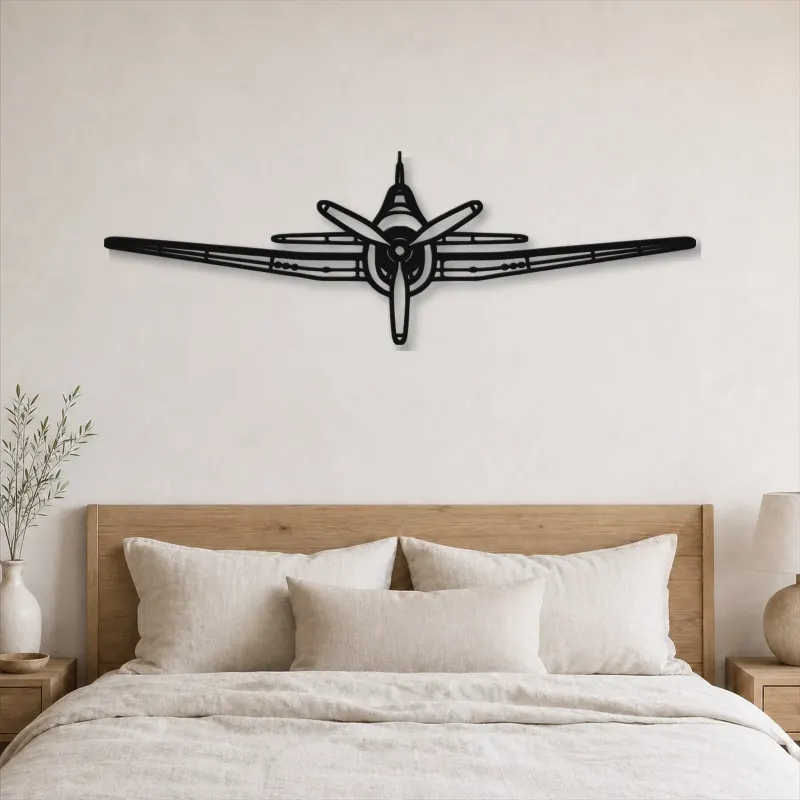 Silhouette en métal d'avion F6F Hellcat Front, décoration murale en métal, décoration aéronautique, cadeau pour aviateurs