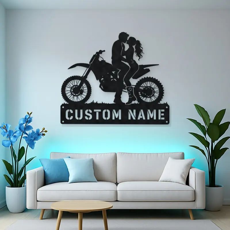 Personalized Dirt Bike Couple Metal Wall Art