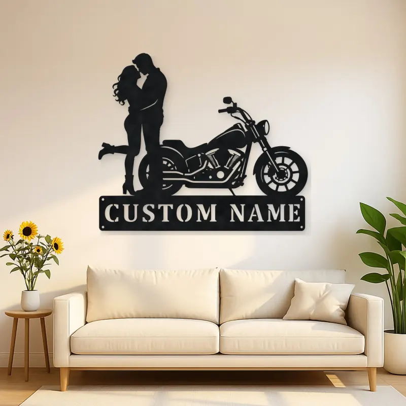 Personalized Cruiser Couple Metal Wall Art with Lifted Heel