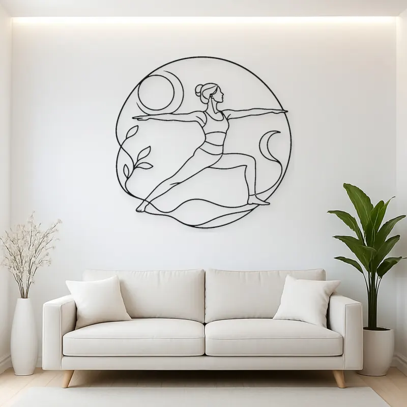 Peaceful Warrior Curve Metal Wall Art | Yoga and Meditation Wall Decor