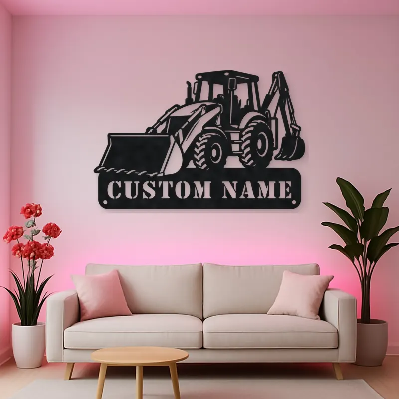Personalized Backhoe Loader Front and Rear Bucket Metal Wall Art