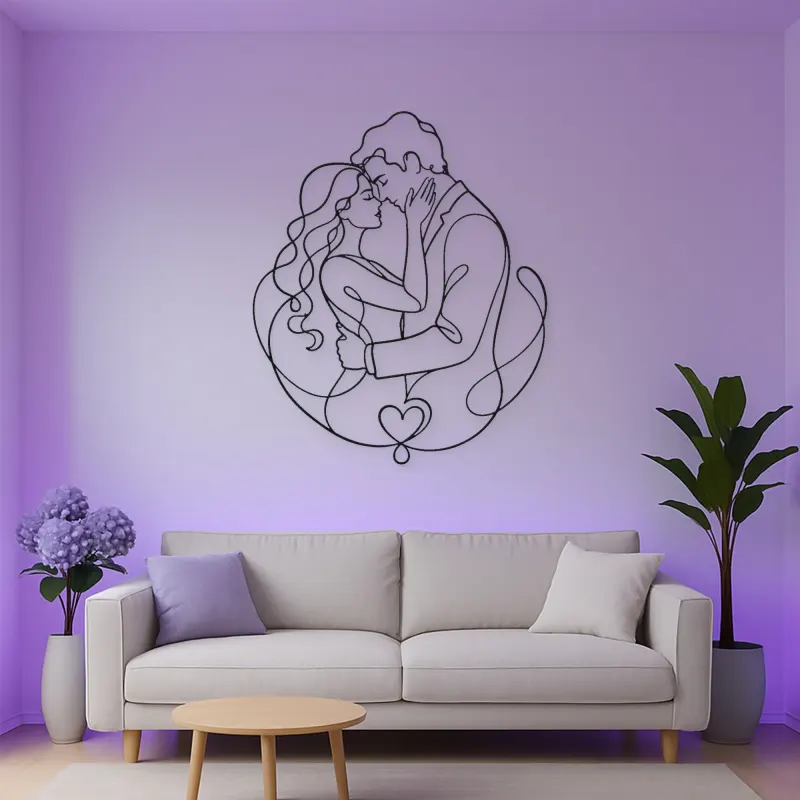 Holding Face Lovers Metal Wall Art | Romantic Couple Decor