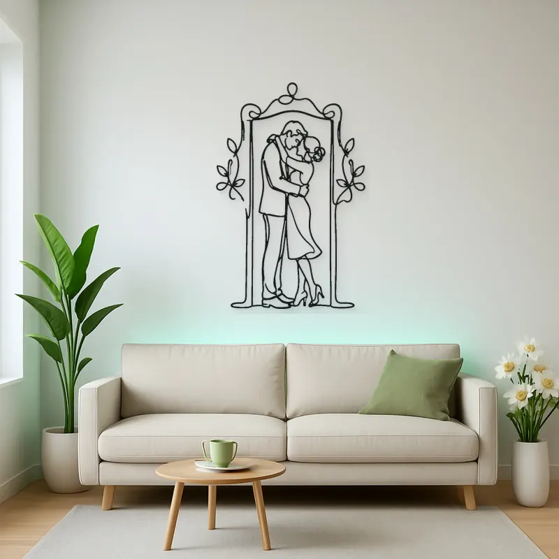 Doorway Hug Couple Metal Wall Art | Romantic Couple Decor