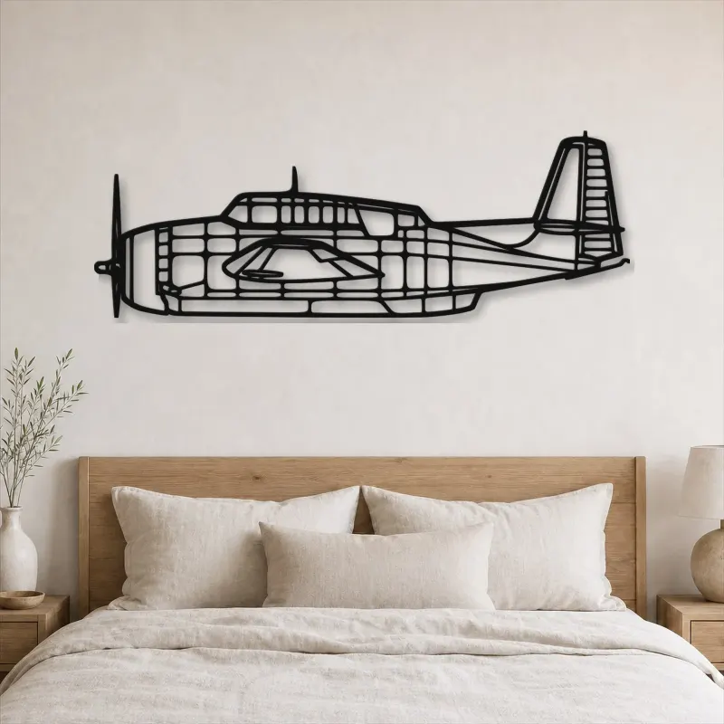 Silhouette d'avion TBM-3N en métal, Décoration murale en métal, Décor aéronautique, Décor d'aviation