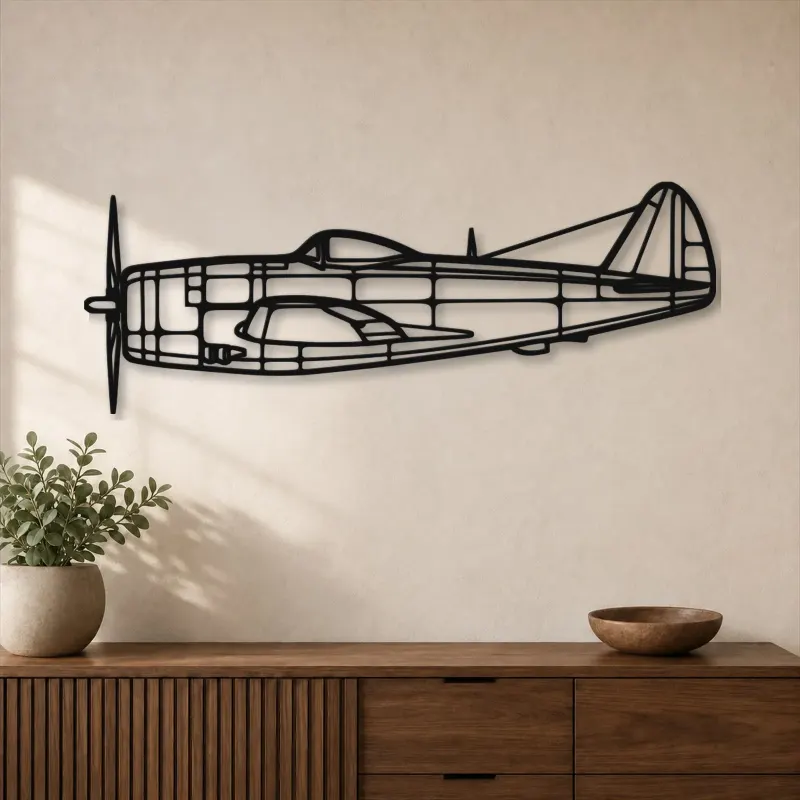 Silhouette d'avion en métal P-47D, décoration murale aéronautique