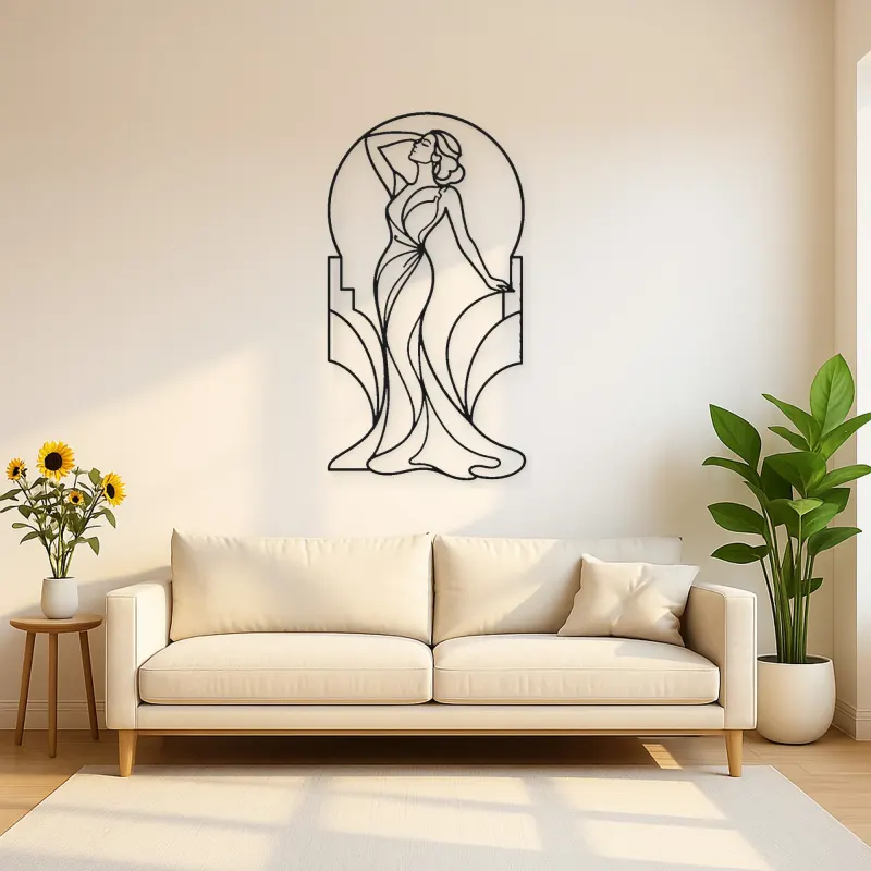 Art Deco Muse Metal Wall Art | Fashion Figure Wall Decor