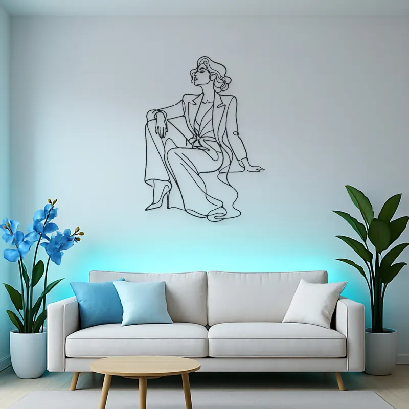 Seated Runway Muse Metal Wall Art | Fashion Figure Wall Decor