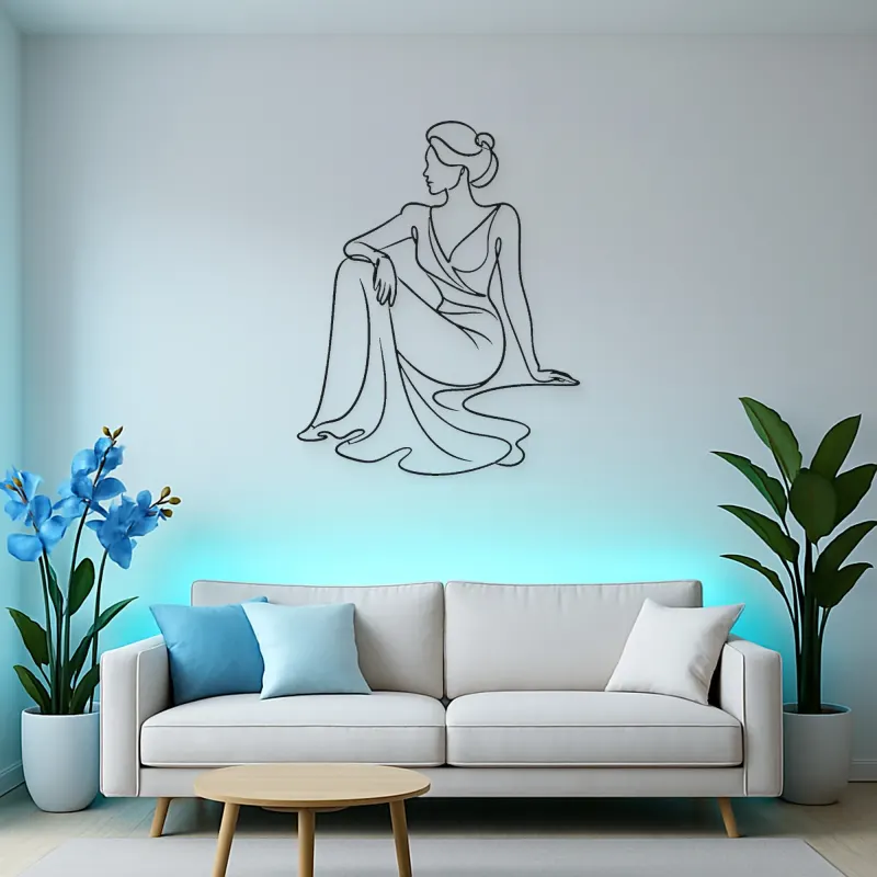 Seated Dress Flow Metal Wall Art | Fashion Figure Wall Decor