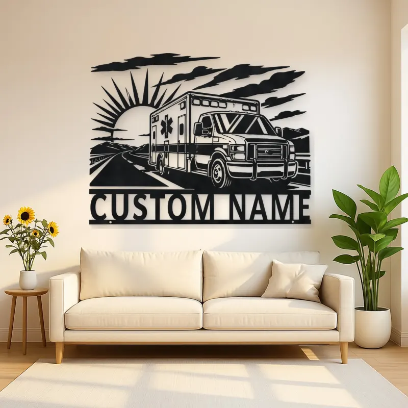 Personalized Sunrise Ambulance Highway Metal Wall Art